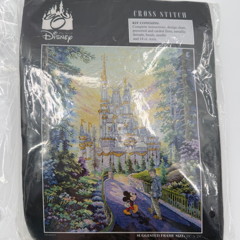 The Art of Disney Past Present Forever Cross Stitch Kit Walt Mickey Castle 18x24
